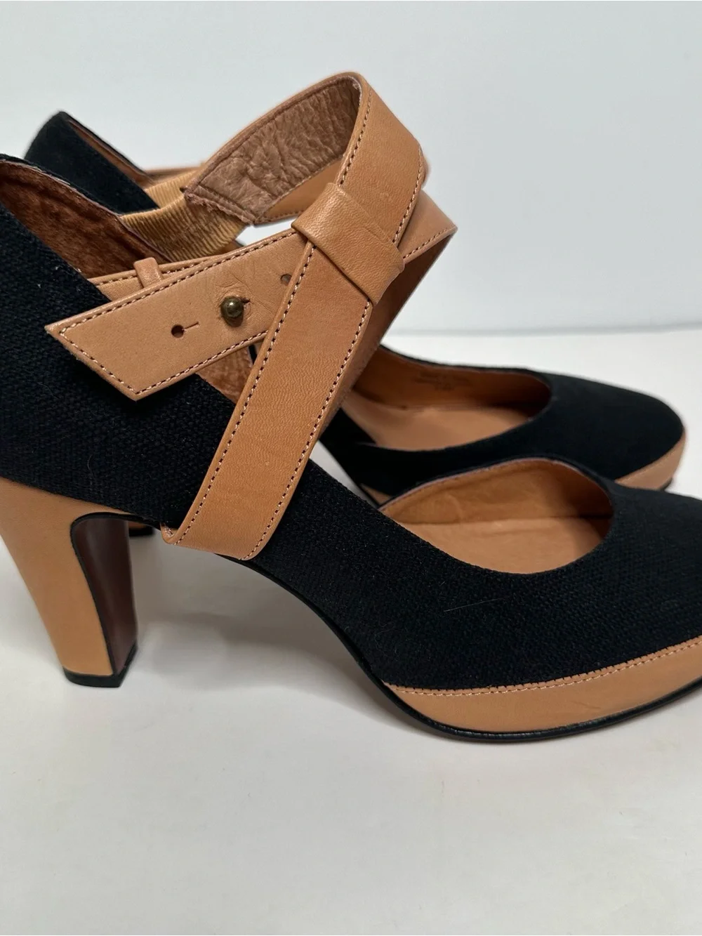 Schuler & Sons Philadelphia Anthropologie Canvas Leather Criss Cross Heels 9.5